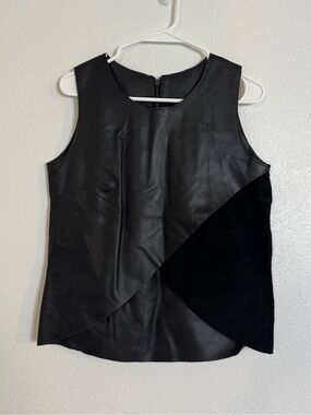 Porsche design fashion black leather suede asymmetrical sleeveless top